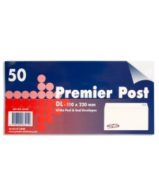 PACKET OF 50 DL Peel & Seal ENVELOPES - WHITE
