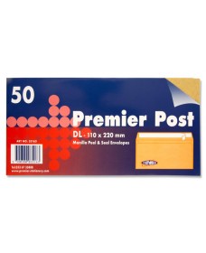 PACKET OF 50 DL Peel & Seal ENVELOPES - MANILLA