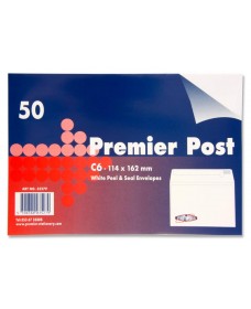 PACKET OF 50 C6 Peel & Seal ENVELOPES - WHITE 