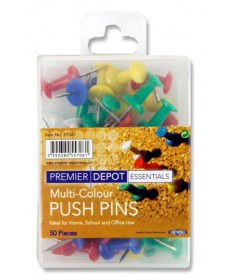 PREMIER DEPOT PACKET OF 50 COLOURED PUSH PINS