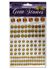 ICON CRAFT PACKET OF 120 SELF ADHESIVE GEM STONES - GOLD