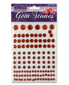 ICON CRAFT PACKET OF 120 SELF ADHESIVE GEM STONES - RED