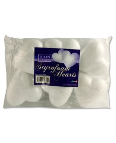 ICON CRAFT PACKET OF 6 STYROFOAM HEARTS 100mm