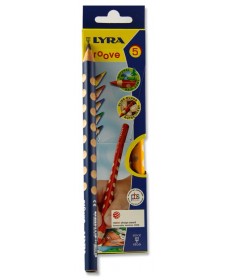 LYRA GROOVE NATURAL GRIP PACKET OF 5 COLOURING PENCILS