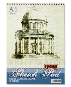 ICON A4 90gsm SPIRAL SKETCH PAD 30 SHEETS