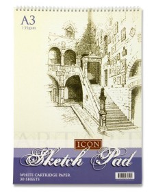 ICON A3 135gsm SPIRAL SKETCH PAD 30 SHEETS