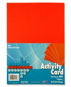 PREMIER A4 160gsm ACTIVITY CARD 50 SHEETS - RED