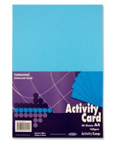 PREMIER A4 160gsm ACTIVITY CARD 50 SHEETS - TURQUOISE