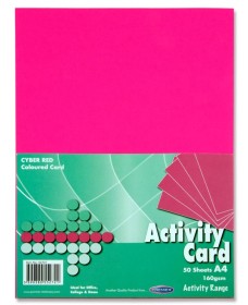 PREMIER A4 160gsm ACTIVITY CARD 50 SHEETS - CYBER RED