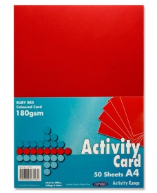 PREMIER A4 180gsm ACTIVITY CARD 50 SHEETS - RUBY RED