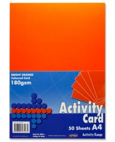 PREMIER A4 180gsm ACTIVITY CARD 50 SHEETS - BRIGHT ORANGE