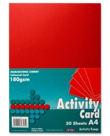 PREMIER A4 180gsm ACTIVITY CARD 50 SHEETS - MARASCHINO CHERRY