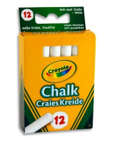 CRAYOLA BOX 12 ANTI-DUST CHALK - WHITE
